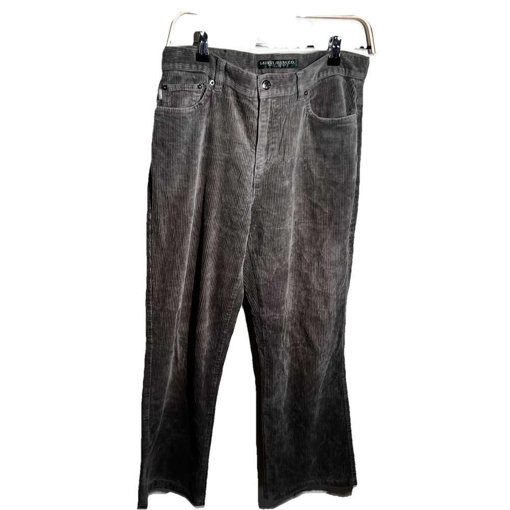 Ralph Lauren Pants Womens 8 Petite Vintage Zip Straight Corduroy Tan Olive Cozy‎